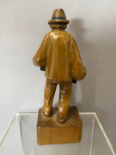 Statuina fisarmonicista musicista in legno intagliato a mano Anri vintage 7,5" - Foto 4 di 8
