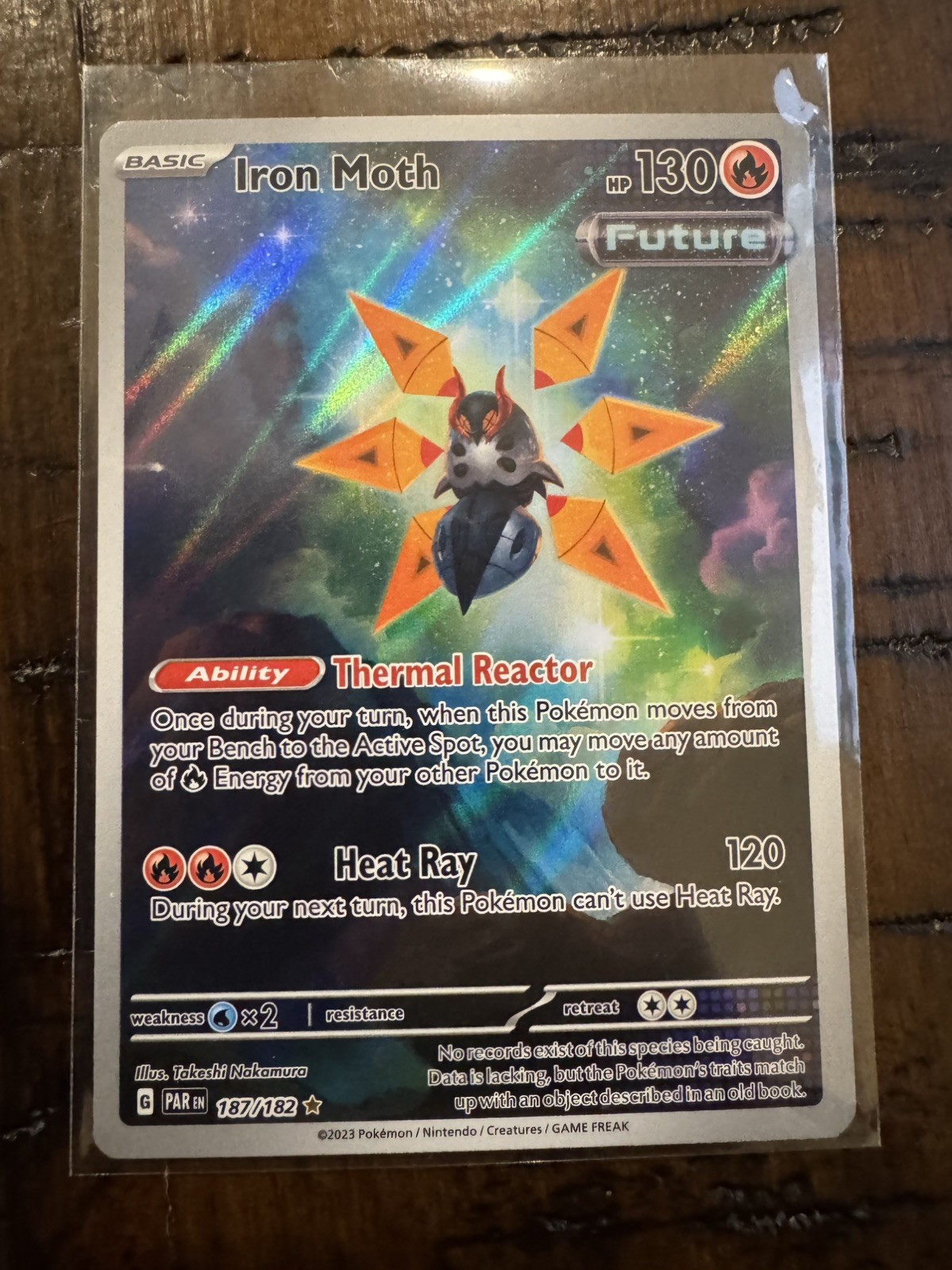 Pokemon TCG Iron Moth 187/182 Paradox Rift Illustration Rare NM 