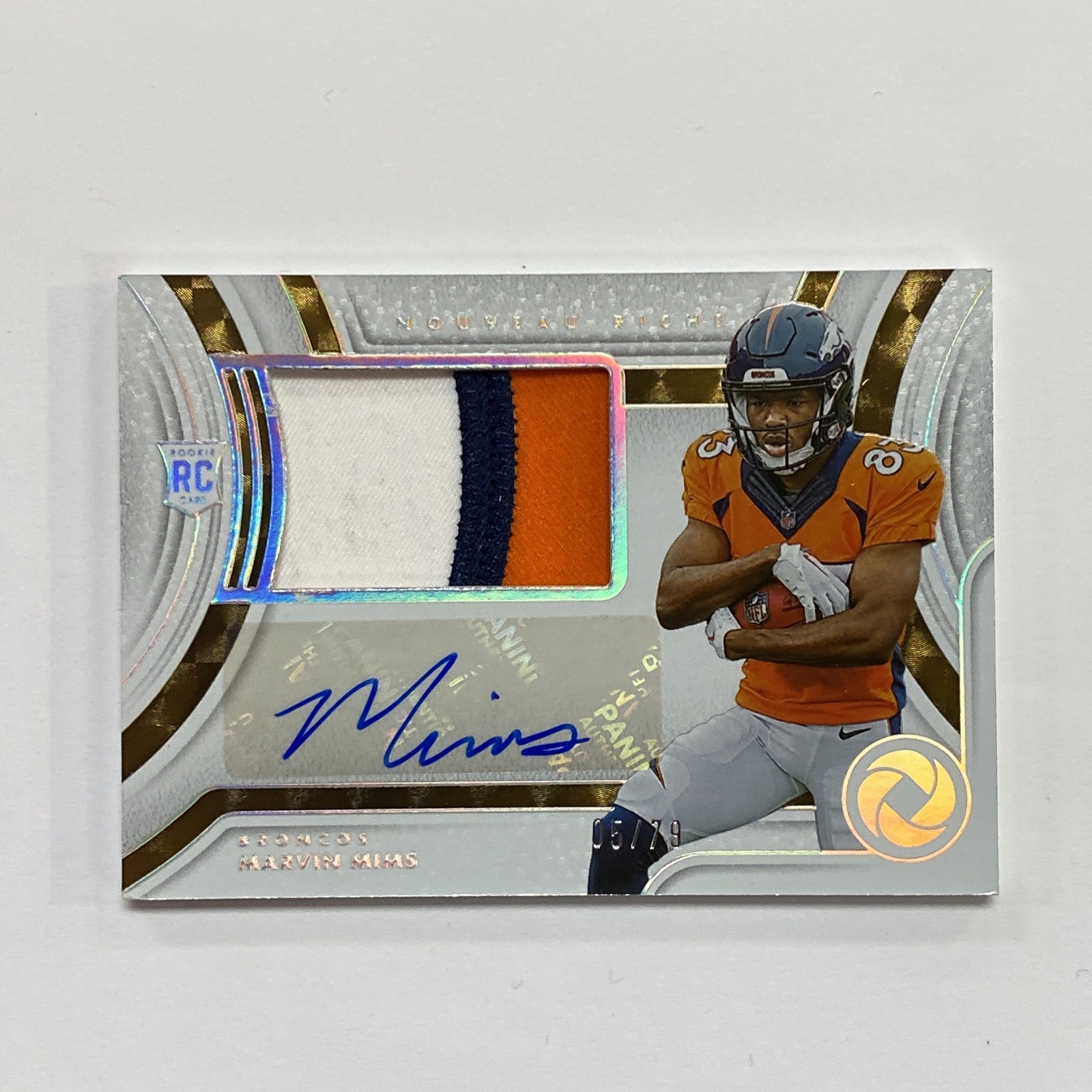 Marvin Mims Panini Gold Standard Nouveau Riche Patch Autographs #NR22 Holo Gold