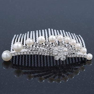 Braut/Hochzeit/Abschlussball/Party rhodiniert Diamant Blume & Glasperlen Haar