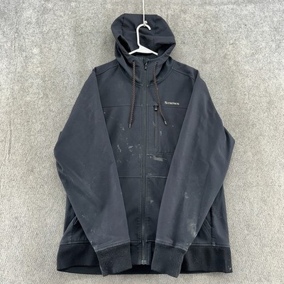 Simms Guide Series Jacket Mens L Black Logo Full Zip Rogue Fishing Gear Coat