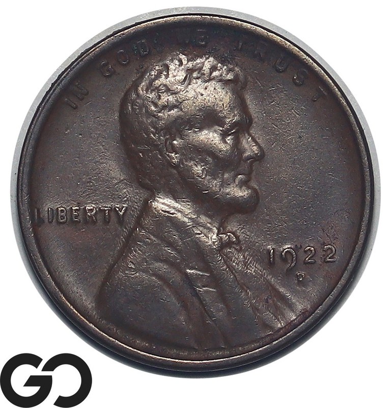 1922-D Lincoln Cent Wheat Penny, Key Date, Denver Mint