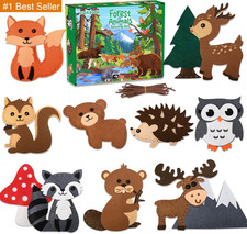 Sewing Kit for Kids, Woodland Animals Kids Sewing Kit, Pre Punched Design for DI