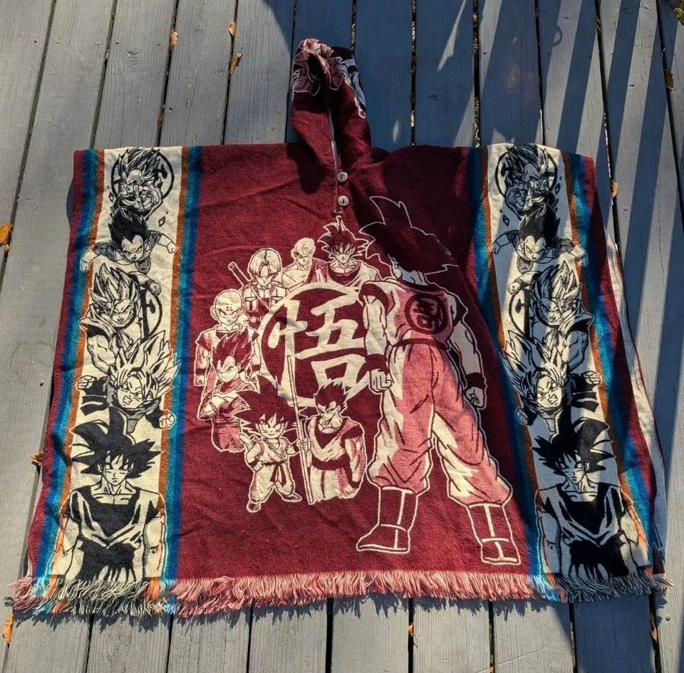 Japanese Anime Dragon Ball Z Alpaca Poncho, Unisex One Size. Made In Ecuador - Image 2 of 4