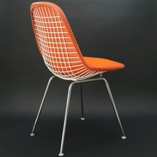 Herman Miller Charles Eames Wire Chair weiß Sitzbezug orange Base Chrom #2 1.SIS