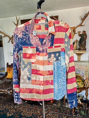Damen Hemdbluse M Ralph Lauren Denim & Supply Muslin Baumwolle Military Flag