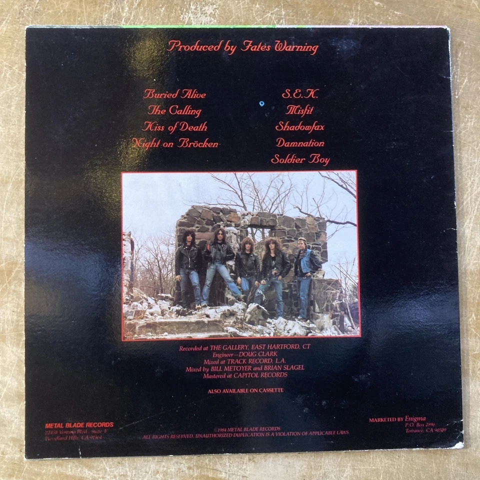 FATES WARNING NIGHT ON BROCKEN RECORD ALBUM VINYL LP 1984/MBR 1025/ EX VG+ - Image 2 of 4