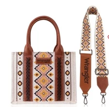 Wrangler Ladies Southwestern Aztec  Coffee Brown Crossbody ToteBag WG22028120SCF