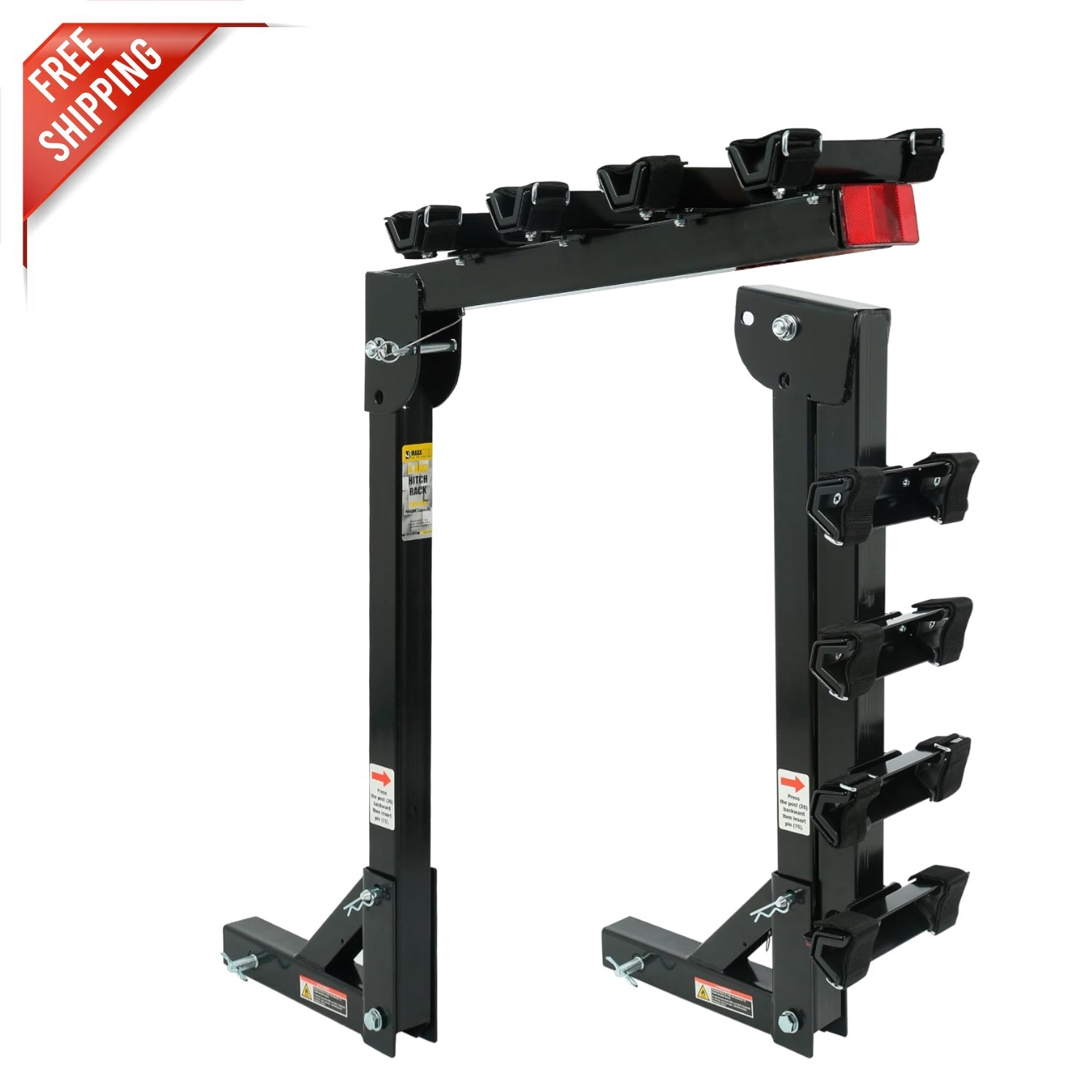 70210 Hitch Mount 4-Bike Rack in Black &ndash; Safe Transport fo