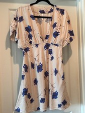 Free People Perfect Day Floral Print Dress Smocked Puff Sleeve Boho Size 10