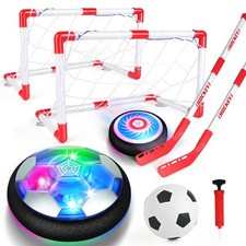 3-in-1 Hover Soccer Ball Set, Including 2 LED Hover Hockey and Soccer Ball To...