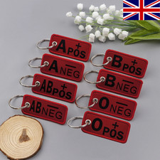 Blood Type Keychains A+B+AB+O+ Front POS Negative NEG Military Emergency Keyring