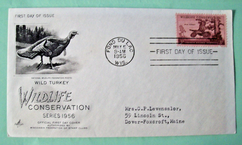 US 1956 FDC # 1077 3c Wild Turkey  ArtCraft  addressed
