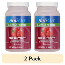 ReliOn Glucose Tablets Raspberry Flavor 50 Count 2 Pack Fast Acting Glucose