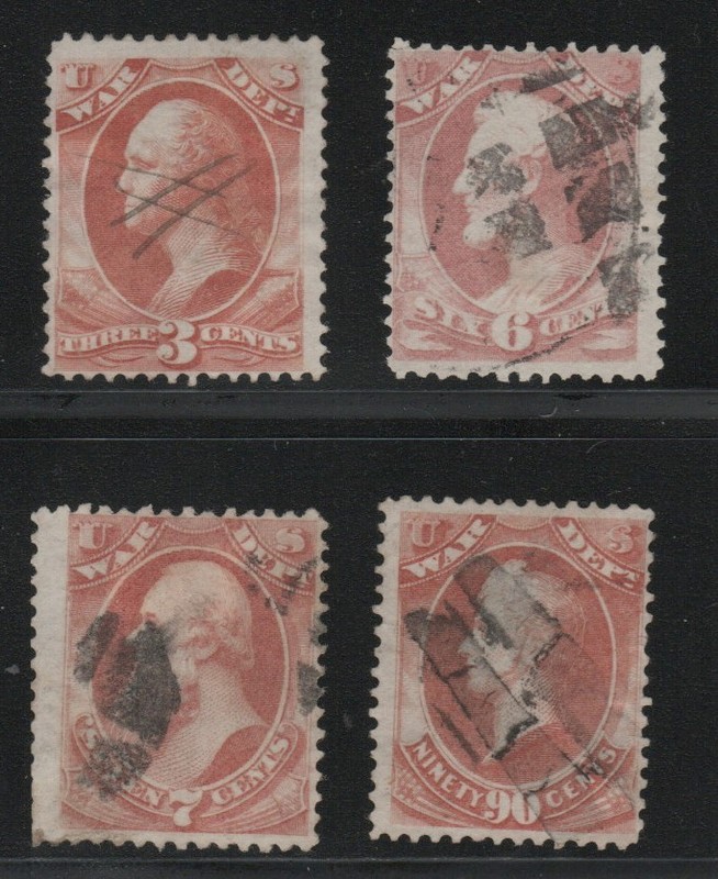 War Department Officials Sc O85 - O87 & O93 Used CV $167.50