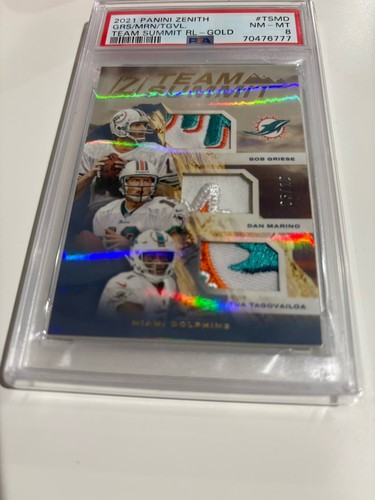 Panini 2021 Zenith Team Summit Relics Gold /10 TS-MD Marino Tua Griese PSA 8