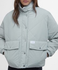 Image of BNWT Barbour International Zola Jacket Quilted Short Coat Pastel Green size 18