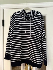 NWT iMove FDJ French Dressing Jeans Funnel Neck Navy & White striped Tunic XXL