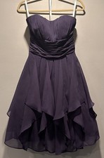 David's Bridal Strapless Sweetheart Neckline Purple Ruffle Chiffon A-Line Size 6