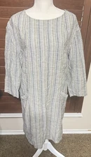 APC Rue Madame Paris Dress Shift 100% Linen sz L pockets striped lagenlook