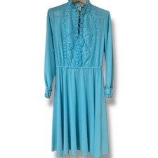 Vintage 70's Jane Baar New York Dress Sz Medium Sheer Retro Prairie Mod Era