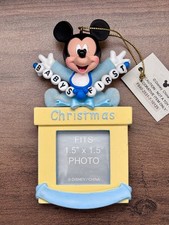 DISNEY WORLD Parks Mickey Mouse BABYS FIRST CHRISTMAS Boy Picture Frame Ornament