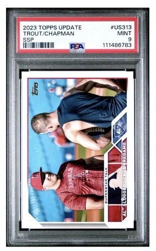 Mike Trout Matt Chapman 2023 Topps Update #US313 SSP PSA 9 Mint Angels Blue Jays