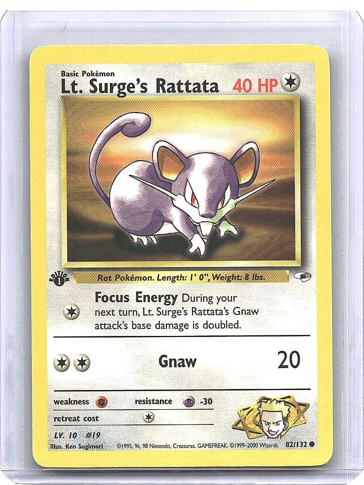 Pokemon 1st Edition Lt. Surge’s Rattata 82/132 - Gym Heroes - Near Mint