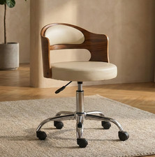 Sedia scrivania ufficio stile Eames noce vintage girevole bianco avorio