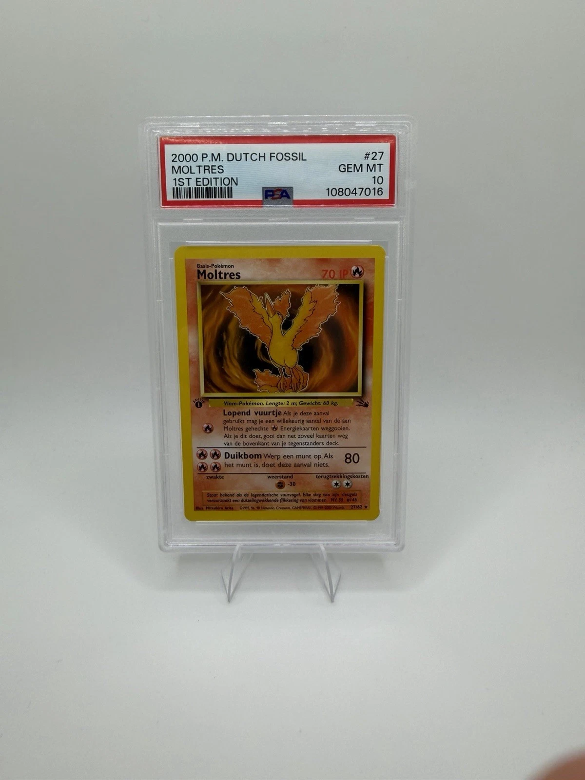 Pokémon Moltres 27/62 Fossil 1st Edition Dutch Regular Rare PSA 10 2000