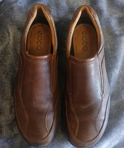 Mocassino ECCO Shock Point in pelle marrone marrone chiaro scarpe casual da uomo taglia 10