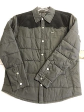 Brixton Cass Jacket Mens Medium Black Quilted Corduroy Yoke Snap Front Shacket