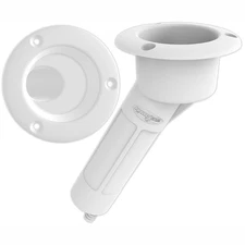 Mate Series Plastic 30° Rod & Cup Holder - Drain - Round Top - White P103...