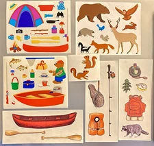Mrs. Grossman's Stickers Camping Tent Woodland Animals Fishing Bear Boat Kayak