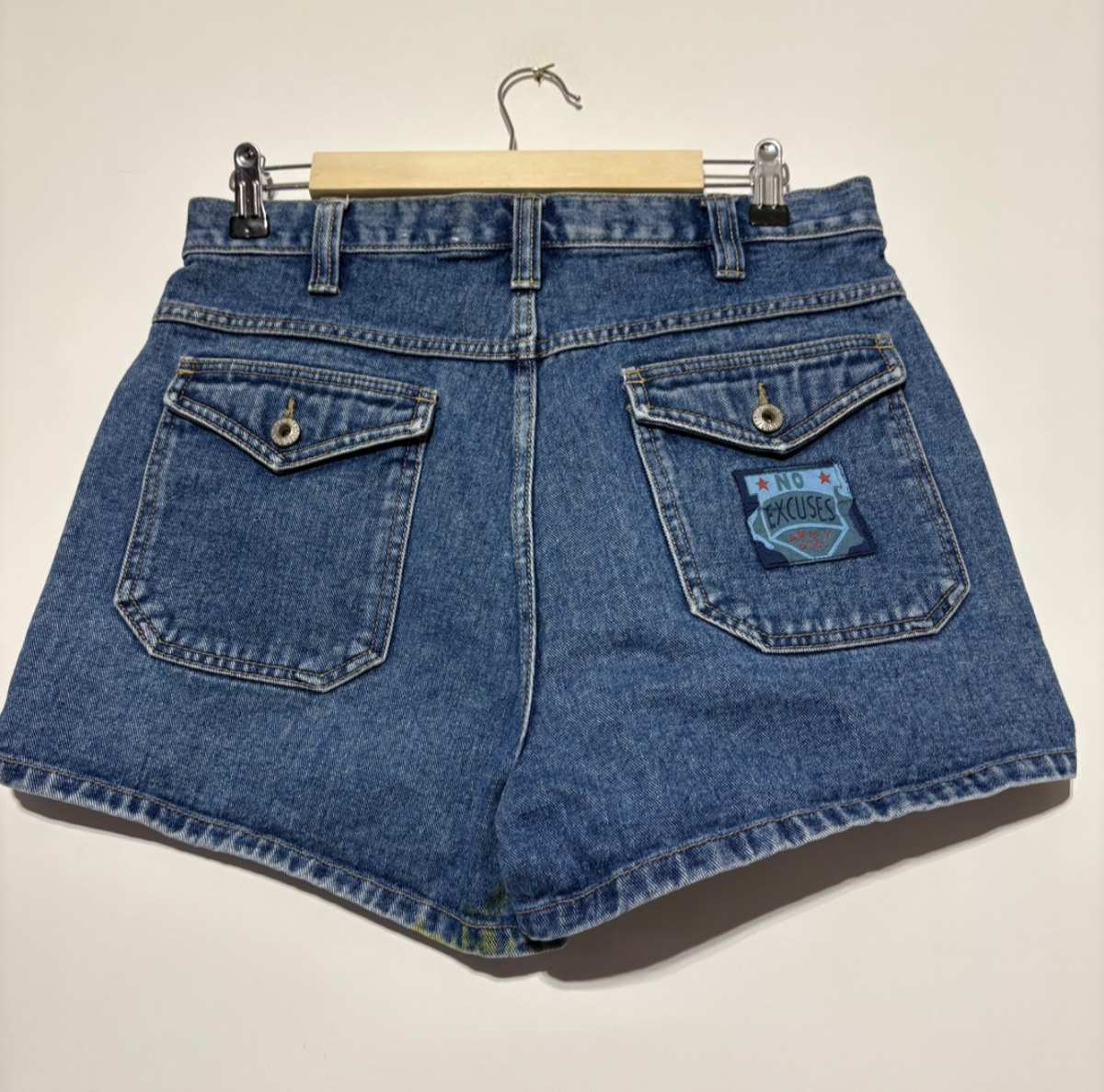 No Excuses Women Junior Size 11/12 Vintage Denim Army Girl Shorts