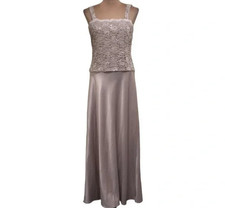 Alex Evenings Pink Long Dress Lace Sequin Formal Women's Size 14 Mother of Bride