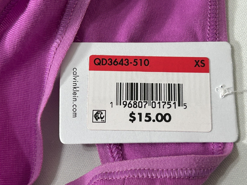 Calvin Klein Thong Underwear XS Cotton Blend Panty Purple 1 Pair Womens QD3643 - Picture 9 of 10
