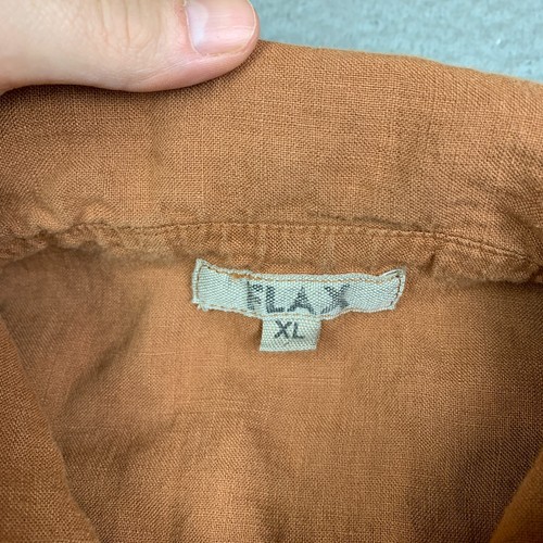 FLAX Linen Jacket Womens XL Orange Lightweight Full Zip Lagenlook Minimalist - Picture 3 of 13