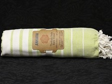 ANKARA TURKISH STYLE Fringed Peshtemal Bath Towel Mint  White 40" x 70" 1