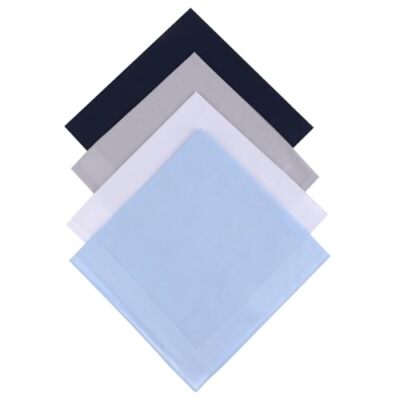 Giantree 4 Pcs Cotton Handkerchiefs for men, Classic White+light Gray+blue+blue