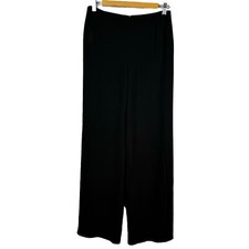 Valentino Roma Black Wool Silk Wide Leg Pants Women Size 44 Resort Wear Cruise