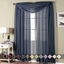 1 PC Modern Solid Abri Rod Pocket Crushed Sheer Single Curtain Panel - 5 Sizes