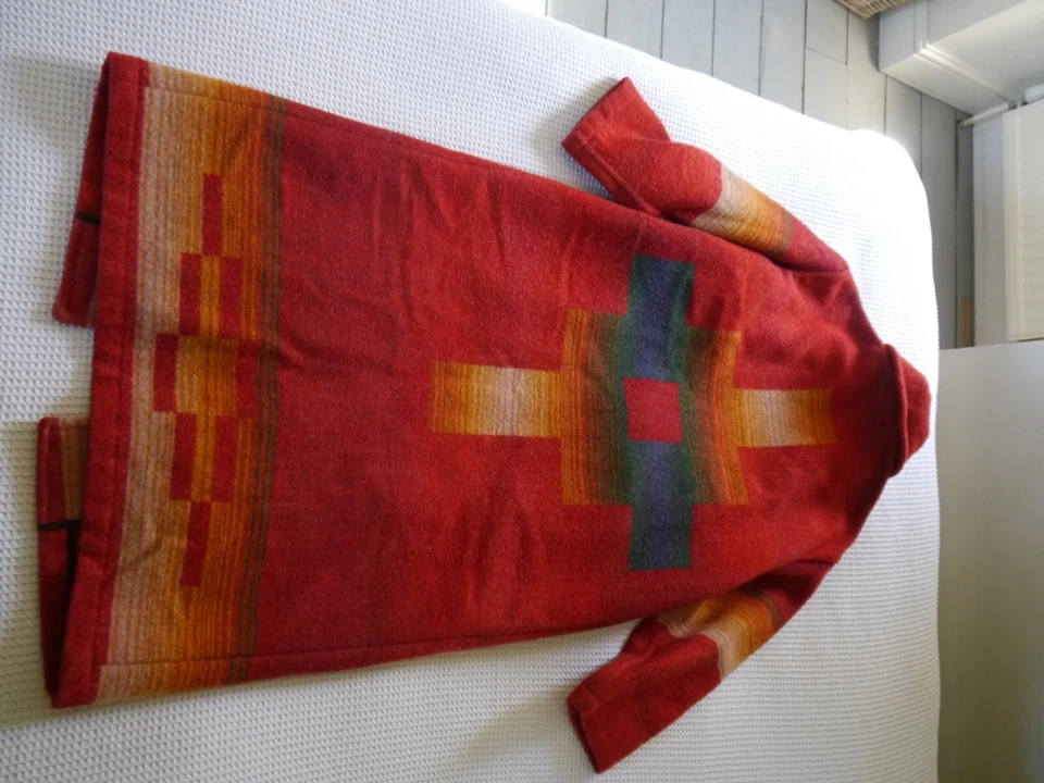 Vintage Woolrich Women's Southwest Aztec Navajo Wool Blanket Trench Coat - Image 4 of 4
