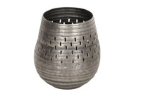 Windlicht Metall Silber Alu Antik Look Ø16Cm H17,5Cm Tischdeko Deko Gartenlicht