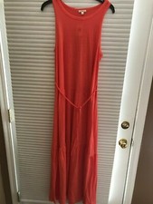 NWT Gap Seamed Tank Maxi Dress, Fire Coral SIZE L                  #514111 N0307