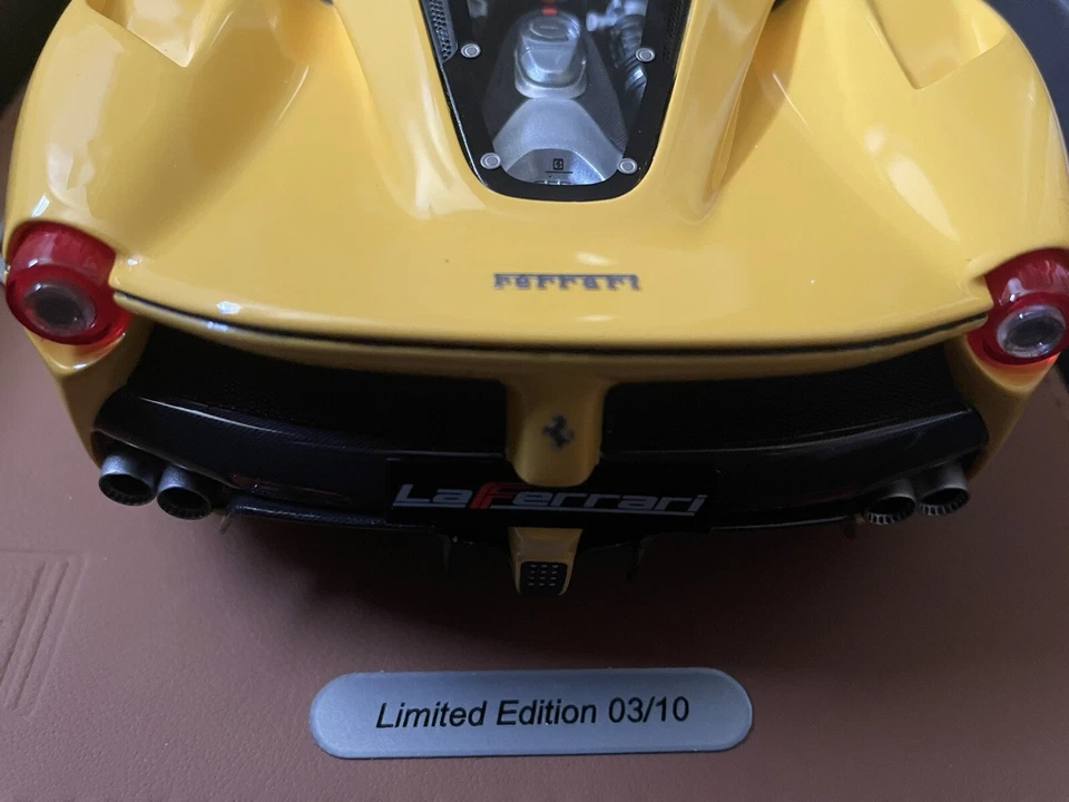 BBR 1:18 Ferrari LaFerrari Yellow Deluxe Edition #3 of 10 RARE NIB w/Base &Cover - Image 2 of 4