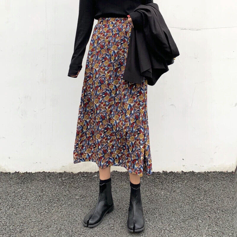 Flower Pattern A Line Skirt