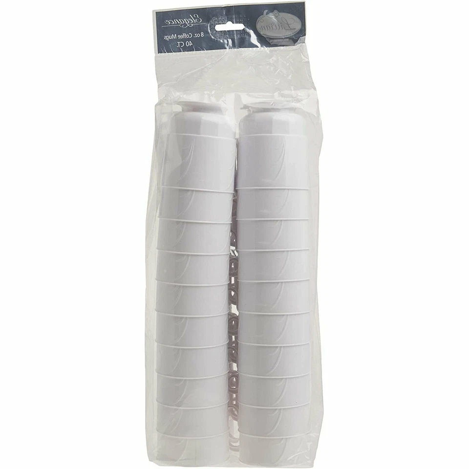 Paquete de 40 ajustes de mesa de plástico Lillian elegancia café blanco taza perla 8 oz Foto 3 de 3