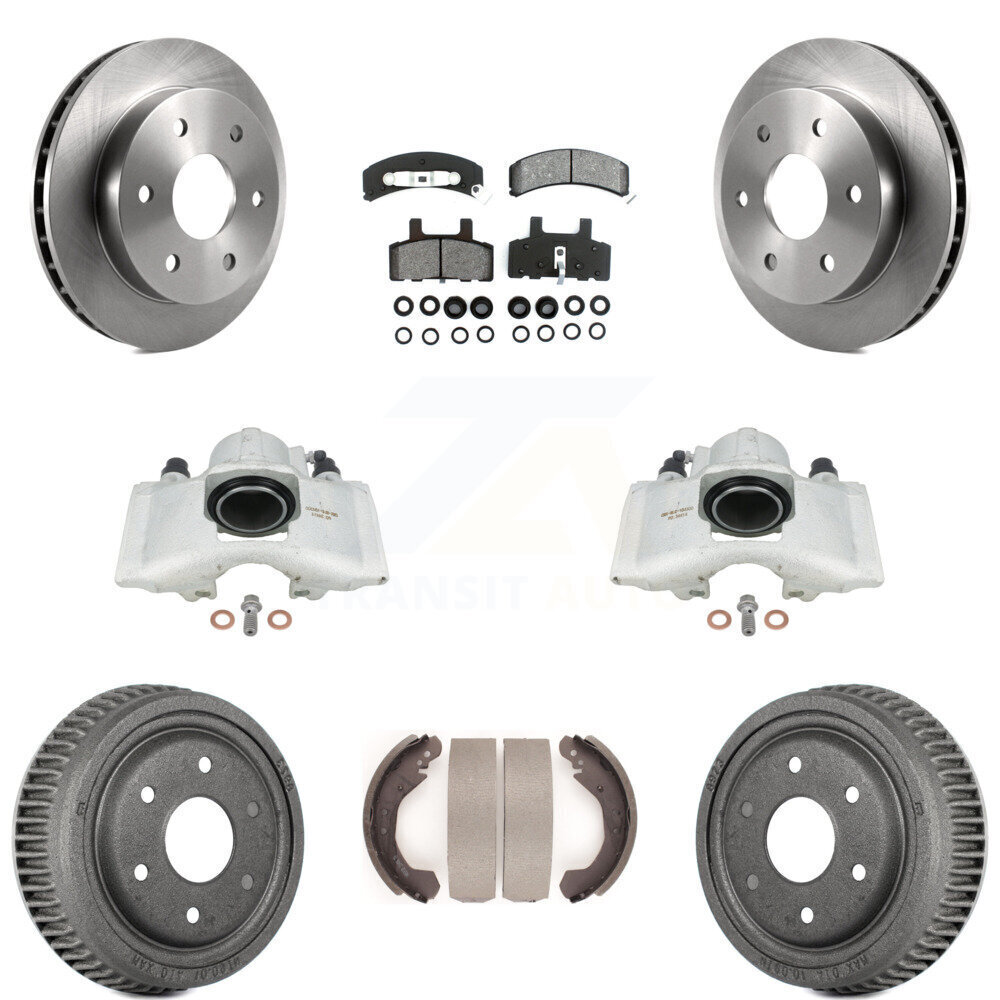 Front & Rear Brake Caliper Rotors Drums Semi-Metallic Pads Kit for Chevrolet 8Pc