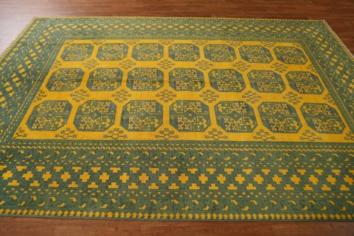 Vibrant Color Geometric Kazak Pakistani Area Rug Gold 7x10 ft - Picture 14 of 20